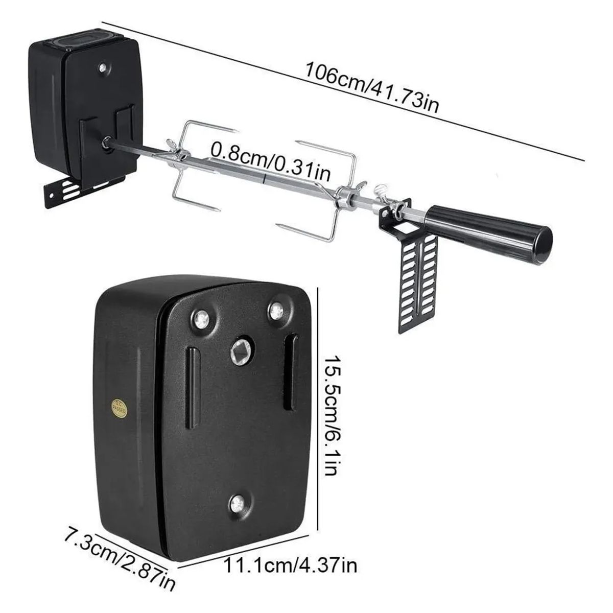 GENERICO - Set Motor Para Parrilla 15 Kg Espada + Tenedores Y Soportes