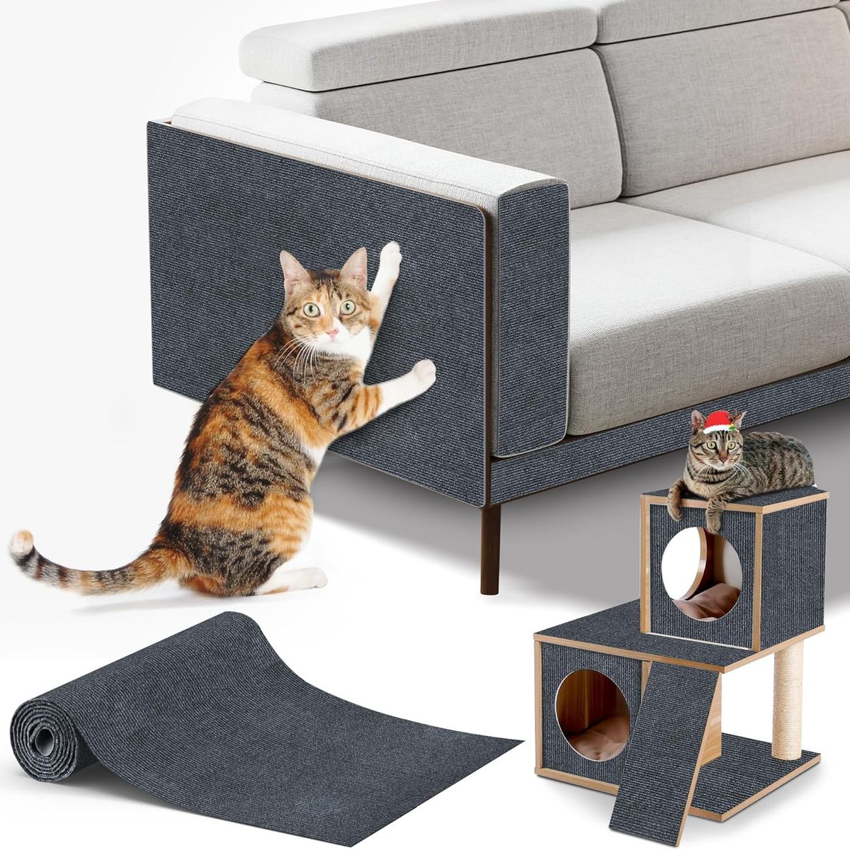 KUANGYE - Tapete Rascador para Gatos,40×200cm DIY Alfombrilla Autoadhesiva Recortable,Protector para Muebles