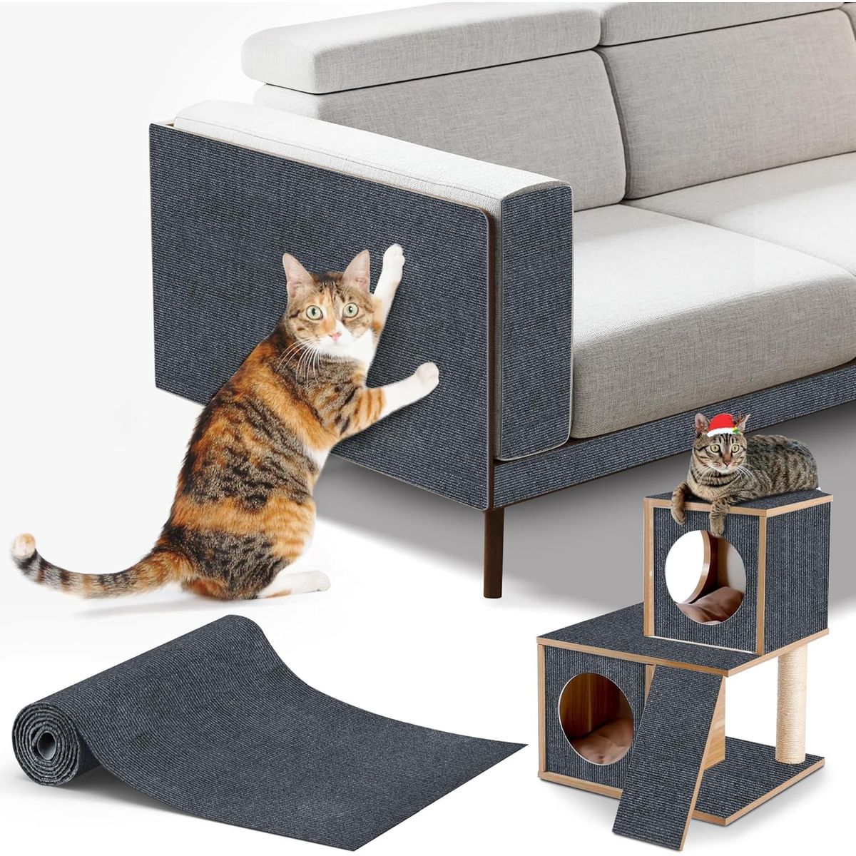 KUANGYE - Tapete Rascador para Gatos,40×200cm DIY Alfombrilla Autoadhesiva Recortable,Protector para Muebles