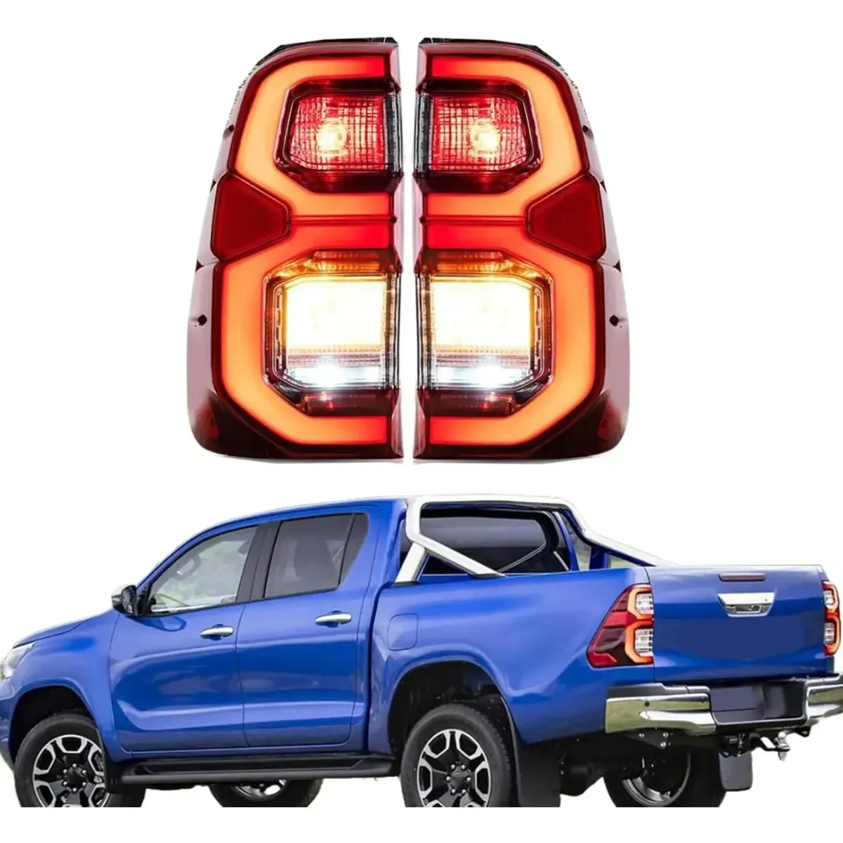 KUANGYE - Par De Focos Farol Traseros Para Toyota Hilux 2022-2023 Led