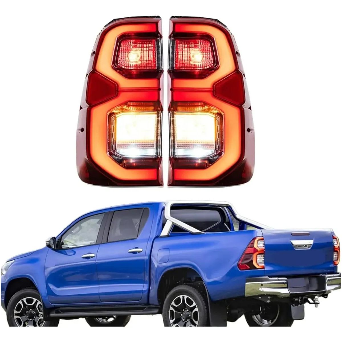KUANGYE - Par De Focos Farol Traseros Para Toyota Hilux 2022-2023 Led