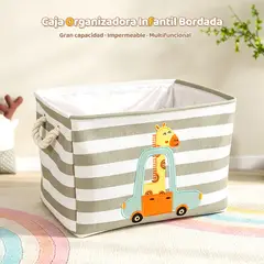 ZSPK - Canasto para Juguetes y Ropa Bebé - Caja Organizadora Infantil de Tela con Bordado