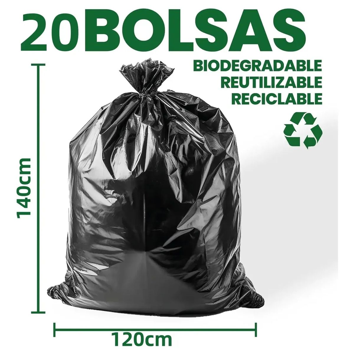 KUANGYE - Pack 20 Bolsas Grandes De Basura 120x140cm