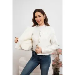 LIKE SHOP - Chaqueta Corta Algodón Mujer Formal Otoño Invierno Brillos 7587