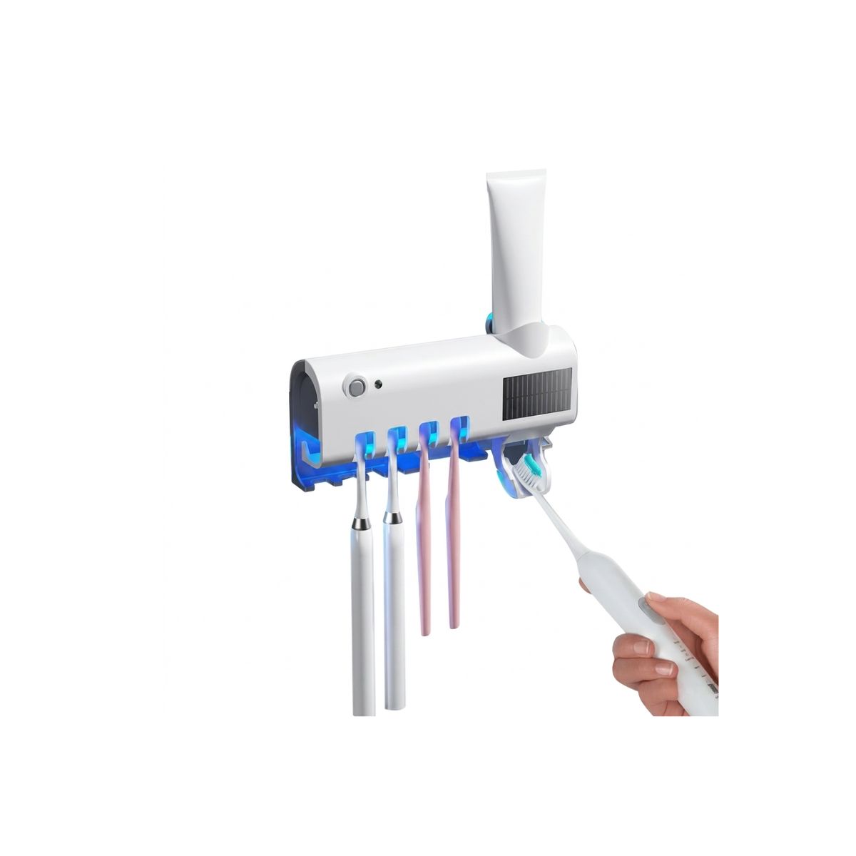 GENERICO - Porta Cepillos Dispensador De Pasta Antibacterial Recargable - Blanco