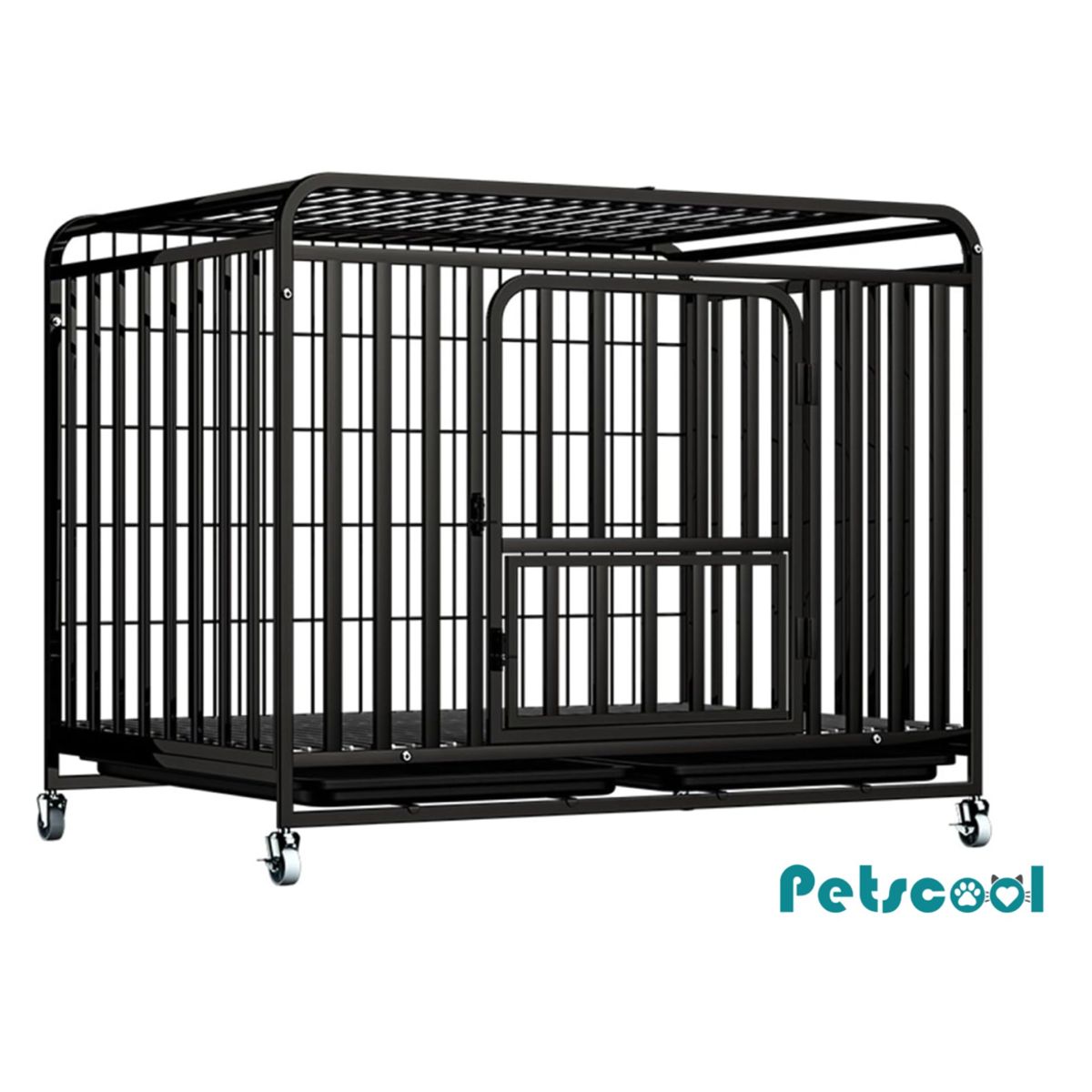 KIDSCOOL - Jaula Corral Para Perro y Gato XL Doble Puerta Con Bandeja y Ruedas