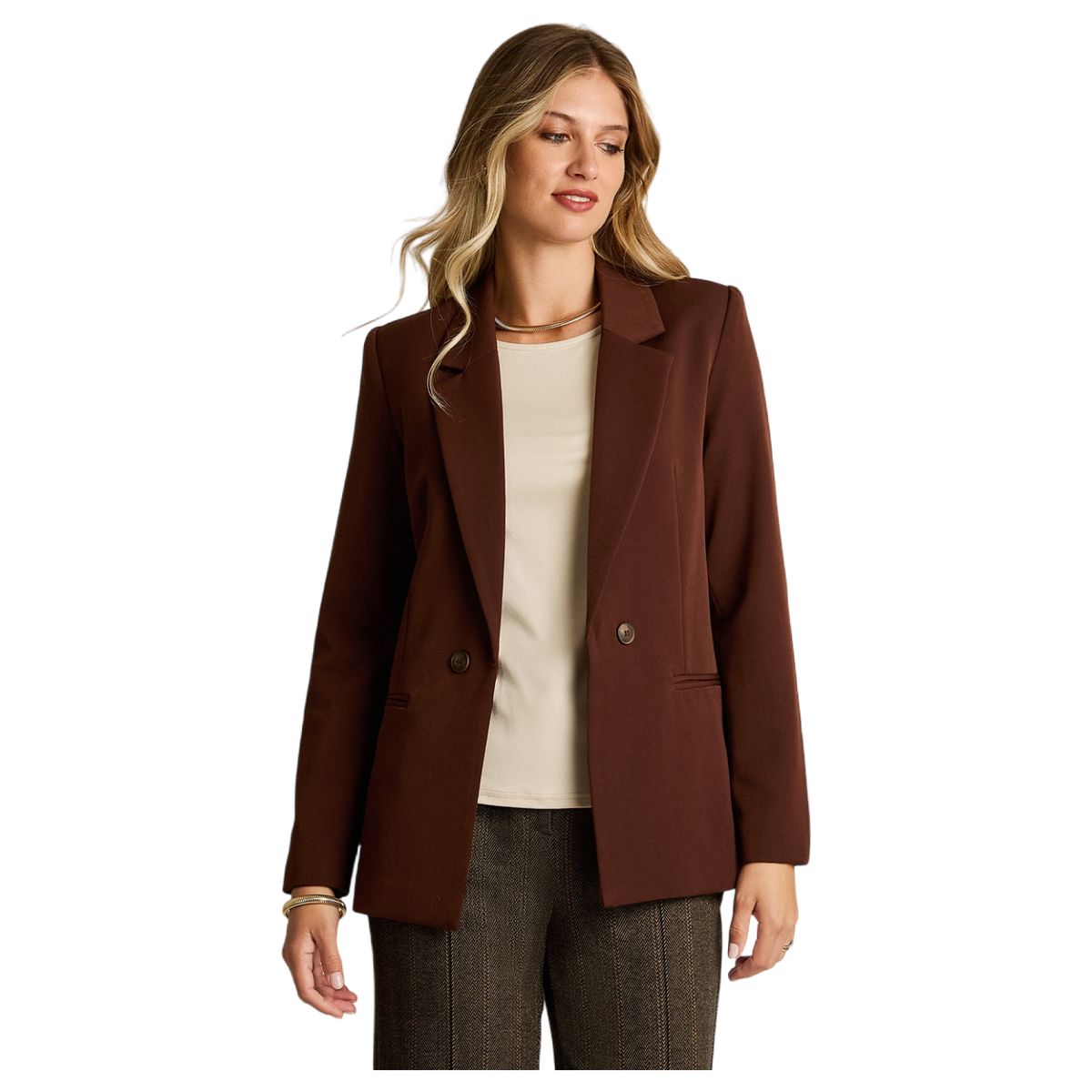LORENZO DI PONTTI - Blazer Doble Botón Mujer Café