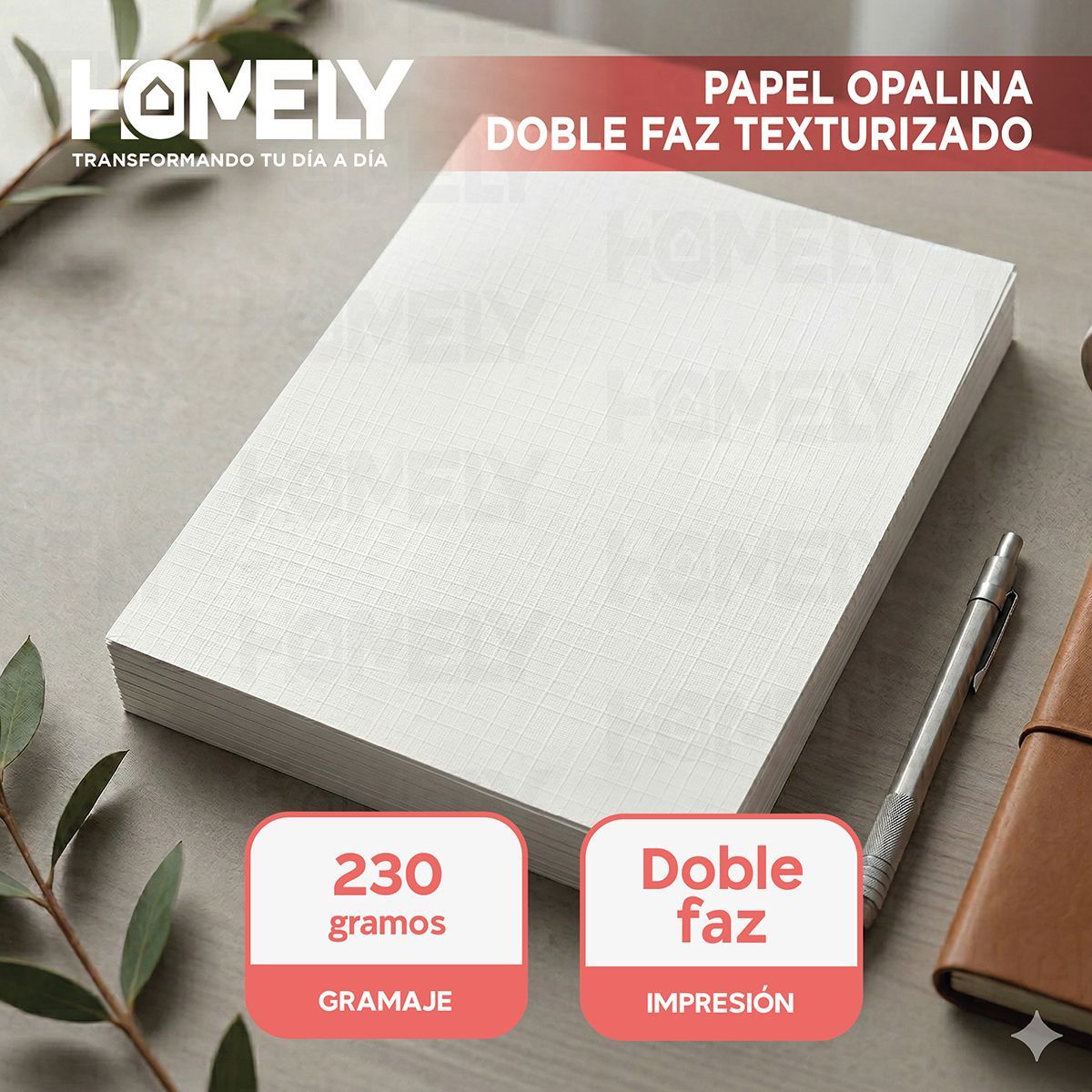 HOMELY - Papel Opalina Texturizada A4 230 Gramos Homely 50 Hojas