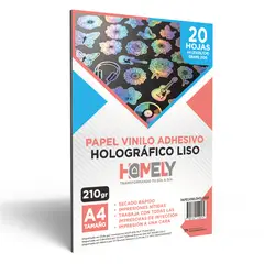 HOMELY - Papel Vinilo Adhesivo Holografico Liso A4 20 Hojas Imprimible 210 Gramos Tornasol