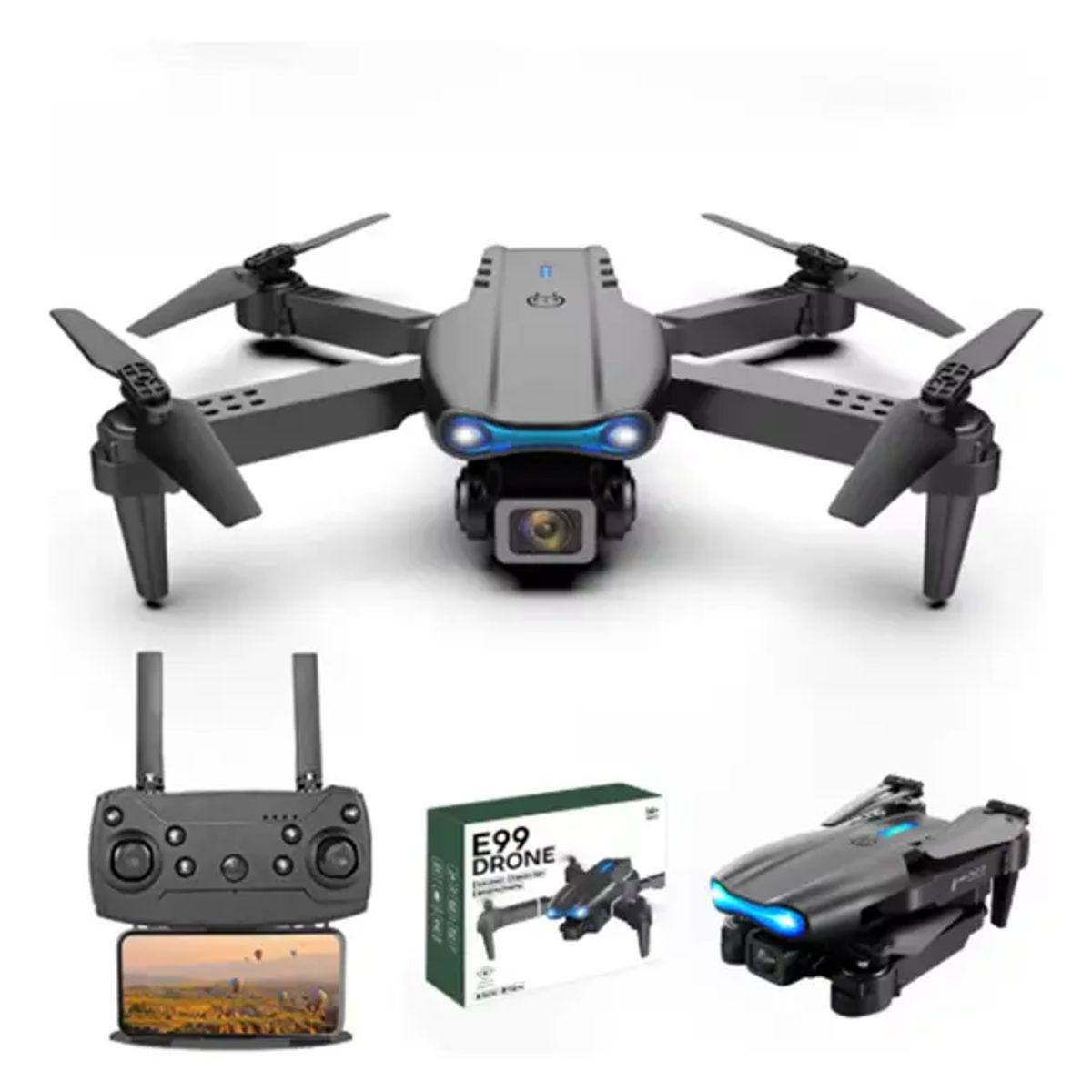 GENERICO - Dron Plegable E99 con cámara para principiantes color Negro