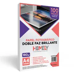 HOMELY - Papel Fotografico Doble Faz Glossy A4 100 Hojas Imprimible 180 Gramos