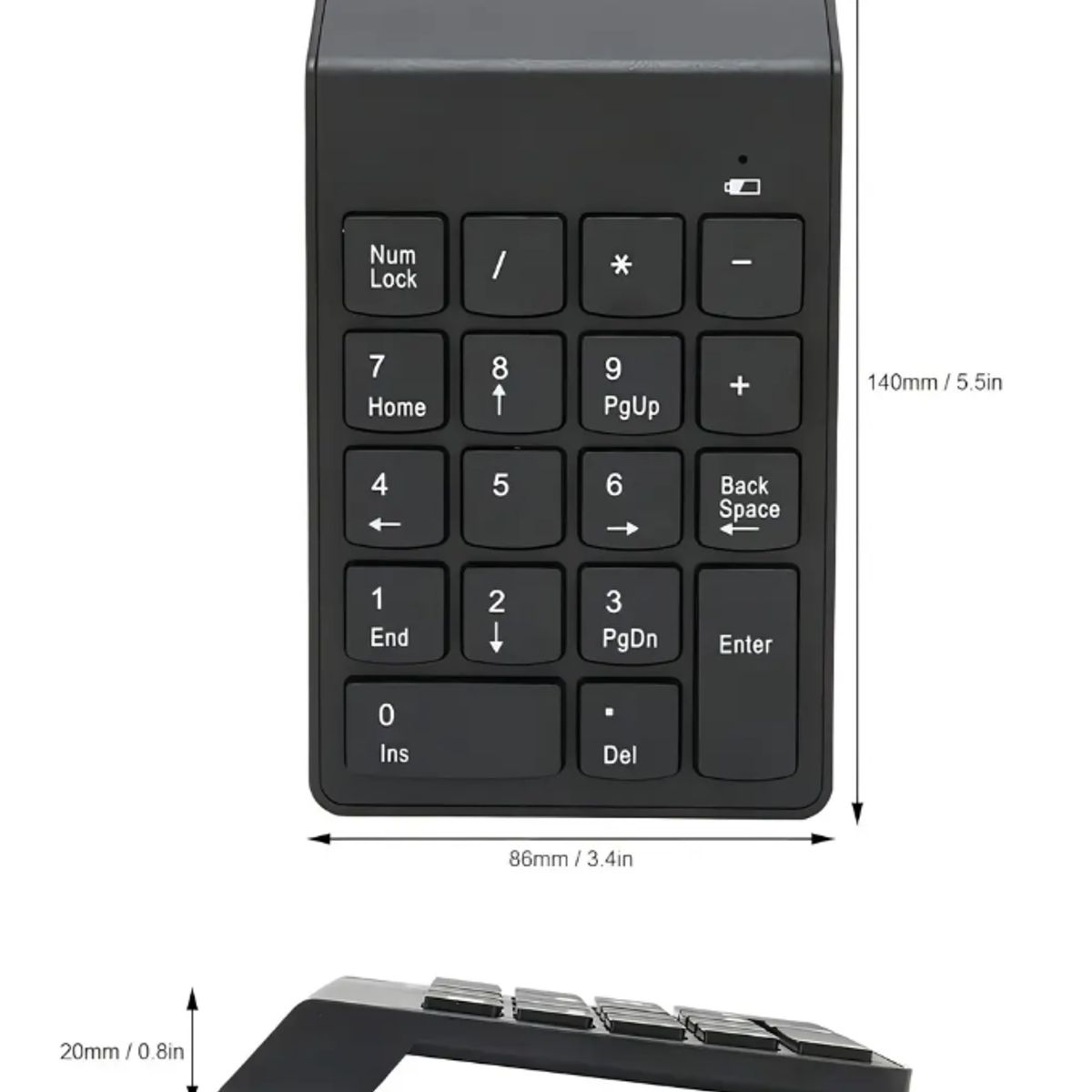 GENERICO - Teclado Numerico Inalambrico 2.4 Ghz Con Retroceso Aaa Color Del Teclado Negro