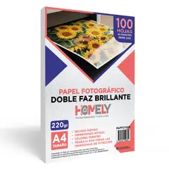 HOMELY - Papel Fotografico Doble Faz Glossy A4 100 Hojas Imprimible 220 Gramos