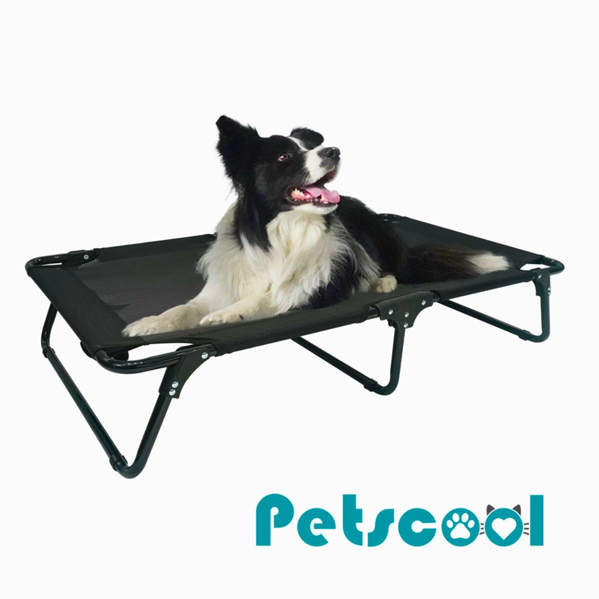 KIDSCOOL - Cama Elevada Para Perro Talla M Plegable 30 Kg Negra