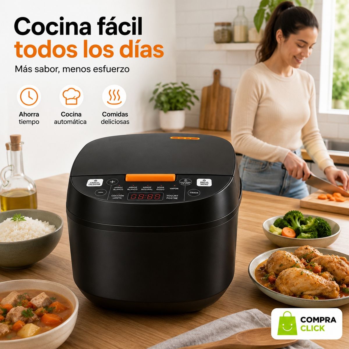 MOVI - Olla Multiuso 3 en 1 (Inteligente - Multifuncional -Antiadherente) 5 LT