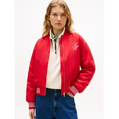 TOMMY HILFIGER - Chaqueta Bomber Con Logo Script Rojo