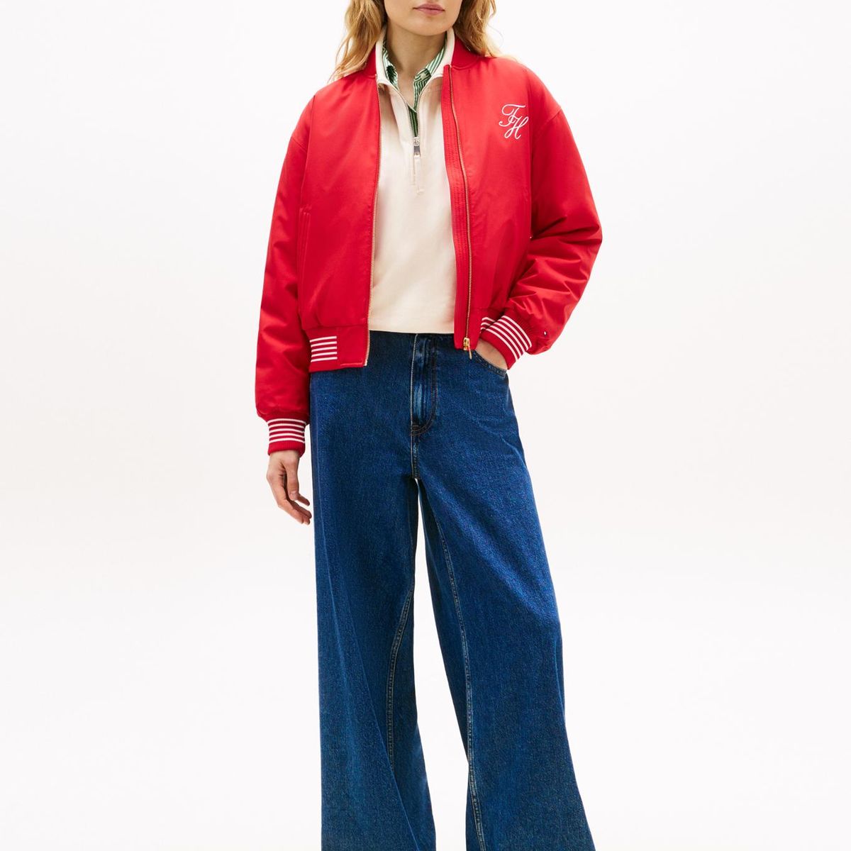 TOMMY HILFIGER - Chaqueta Bomber Con Logo Script Rojo Tommy Hilfiger