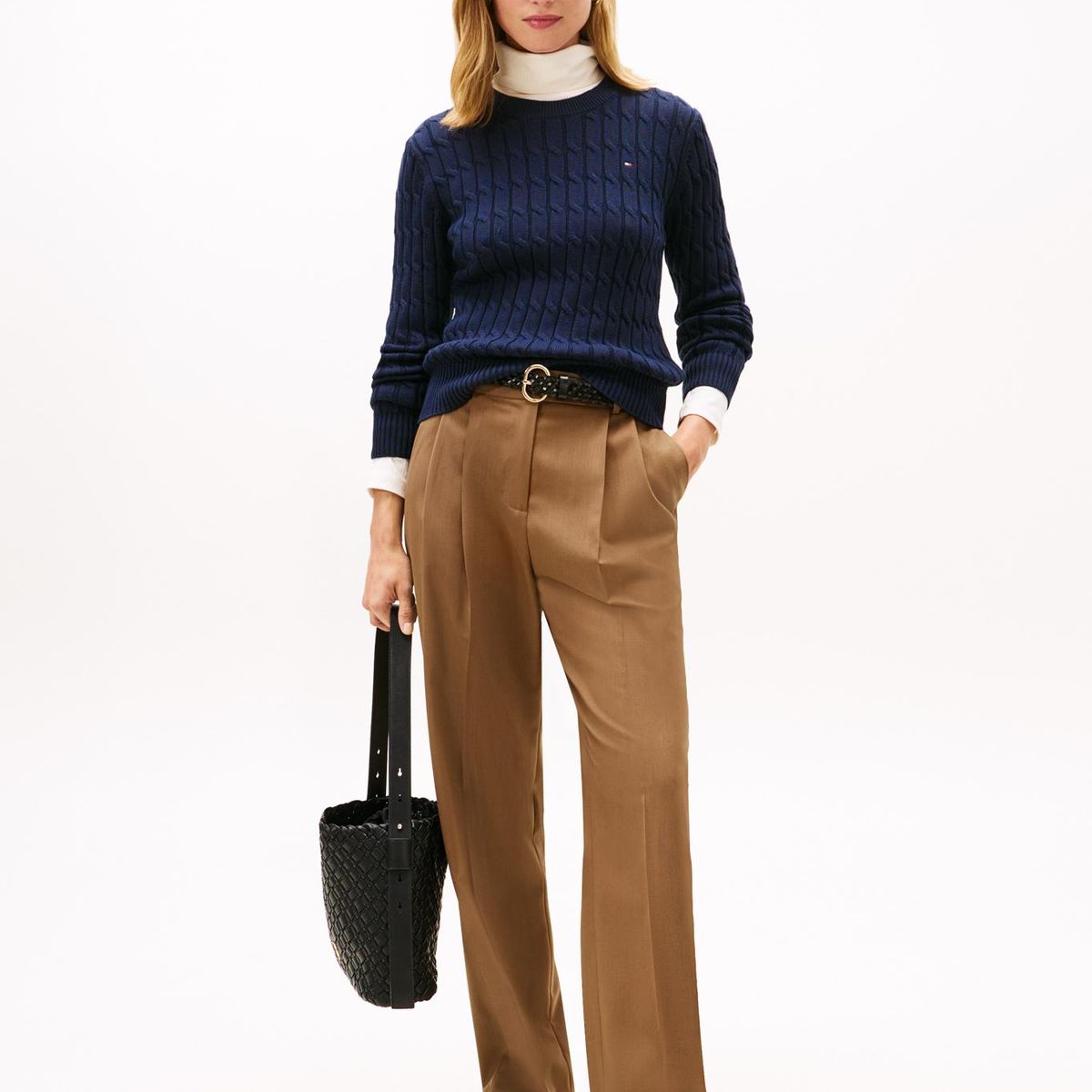 TOMMY HILFIGER - Sweater Essential De Punto Cable Azul Tommy Hilfiger
