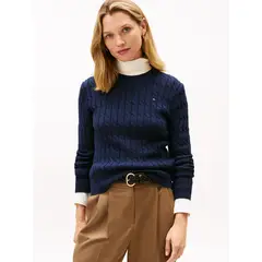 TOMMY HILFIGER - Sweater Essential De Punto Cable Azul