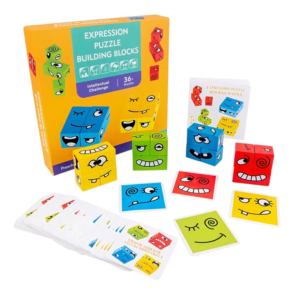 GENERICO - Juego De Puzzle Didactico Bloques De Madera Expresiones