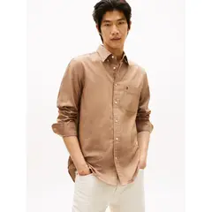 TOMMY HILFIGER - Camisa Regular Fit Con Logo Beige
