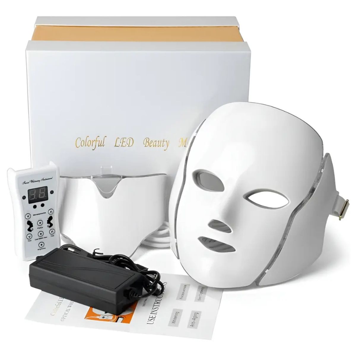 GENERICO - Máscara LED de Terapia Fotodinámica para Rostro y Cuello Cuidado de la Piel