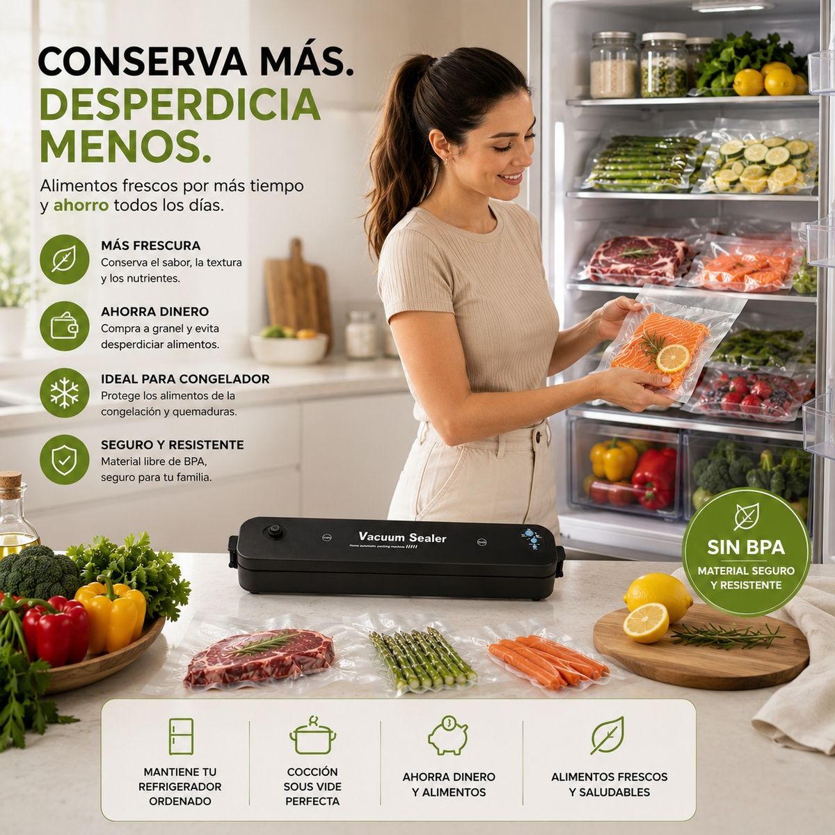 GENERICO - Selladora al Vacío Automática Premium  Frescura Prolongada y Orden Perfecto
