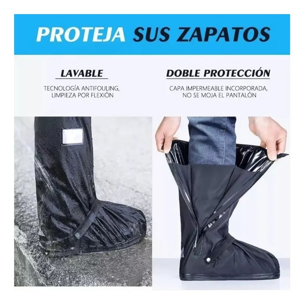 MOVI - Cubrebotas Impermeable con Suela Antideslizante Reutilizable TALLA M