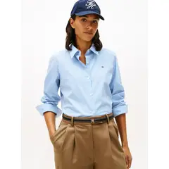 TOMMY HILFIGER - Camisa A Rayas Regular Fit Celeste