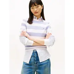 TOMMY HILFIGER - Polera Con Logo Bordado Regular Fit Lila Tommy Jeans