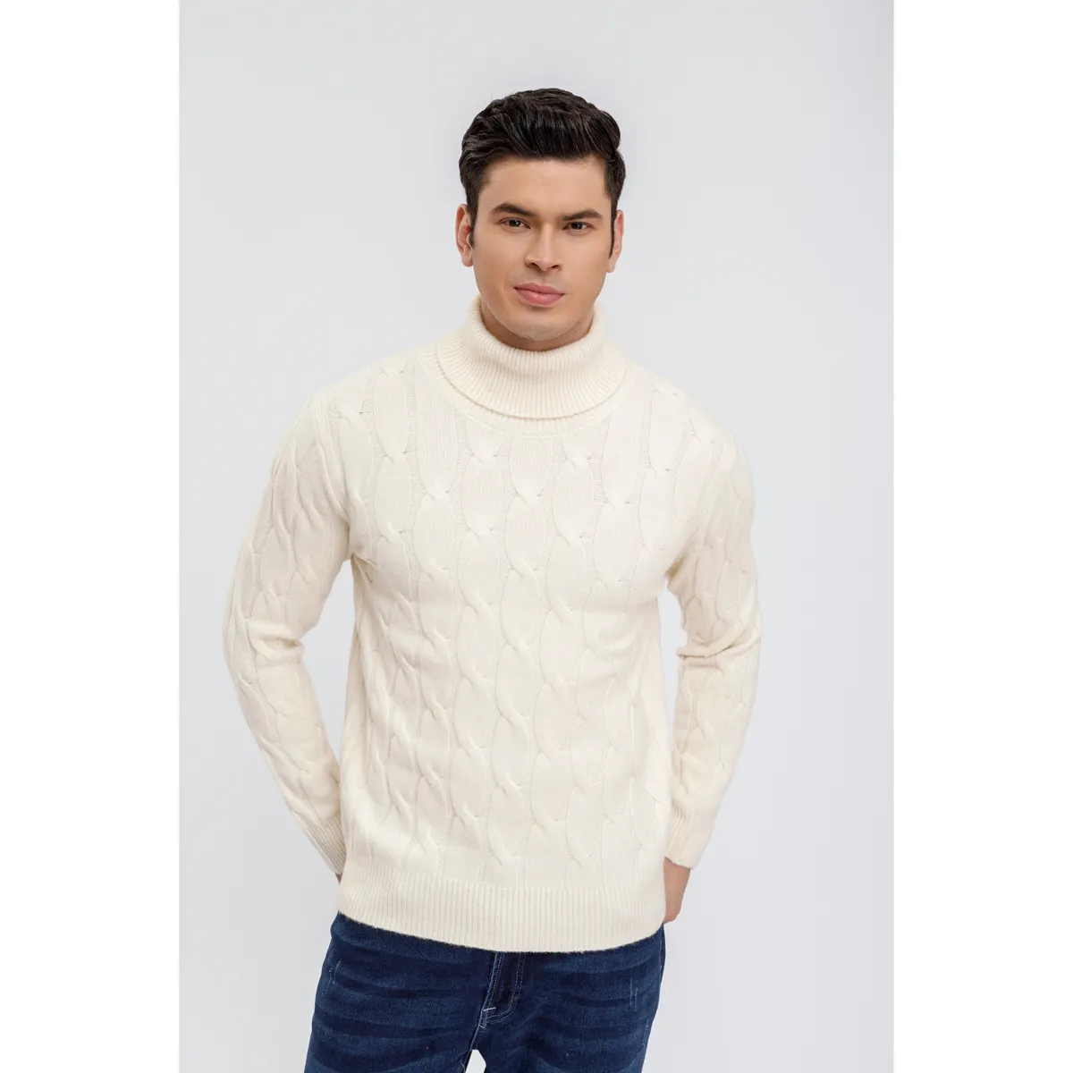 LIKE SHOP - Sweater Hombre Tejido Trenzado Invierno Cuello Beatle 7210