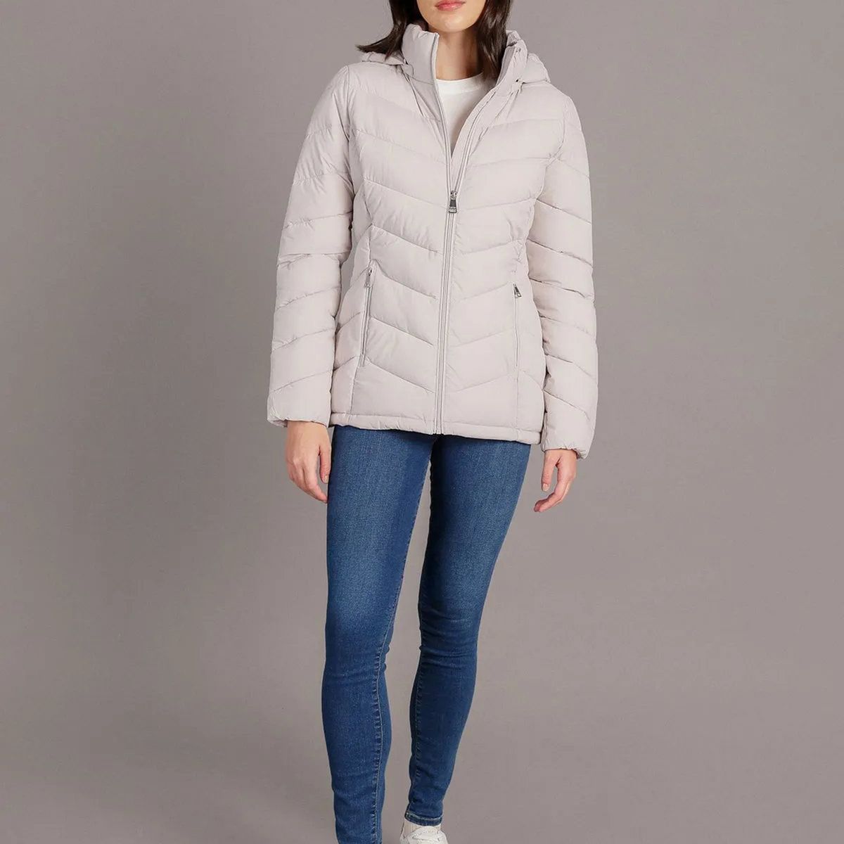 CALVIN KLEIN - Parka Puffer con Gorro Gris Calvin Klein