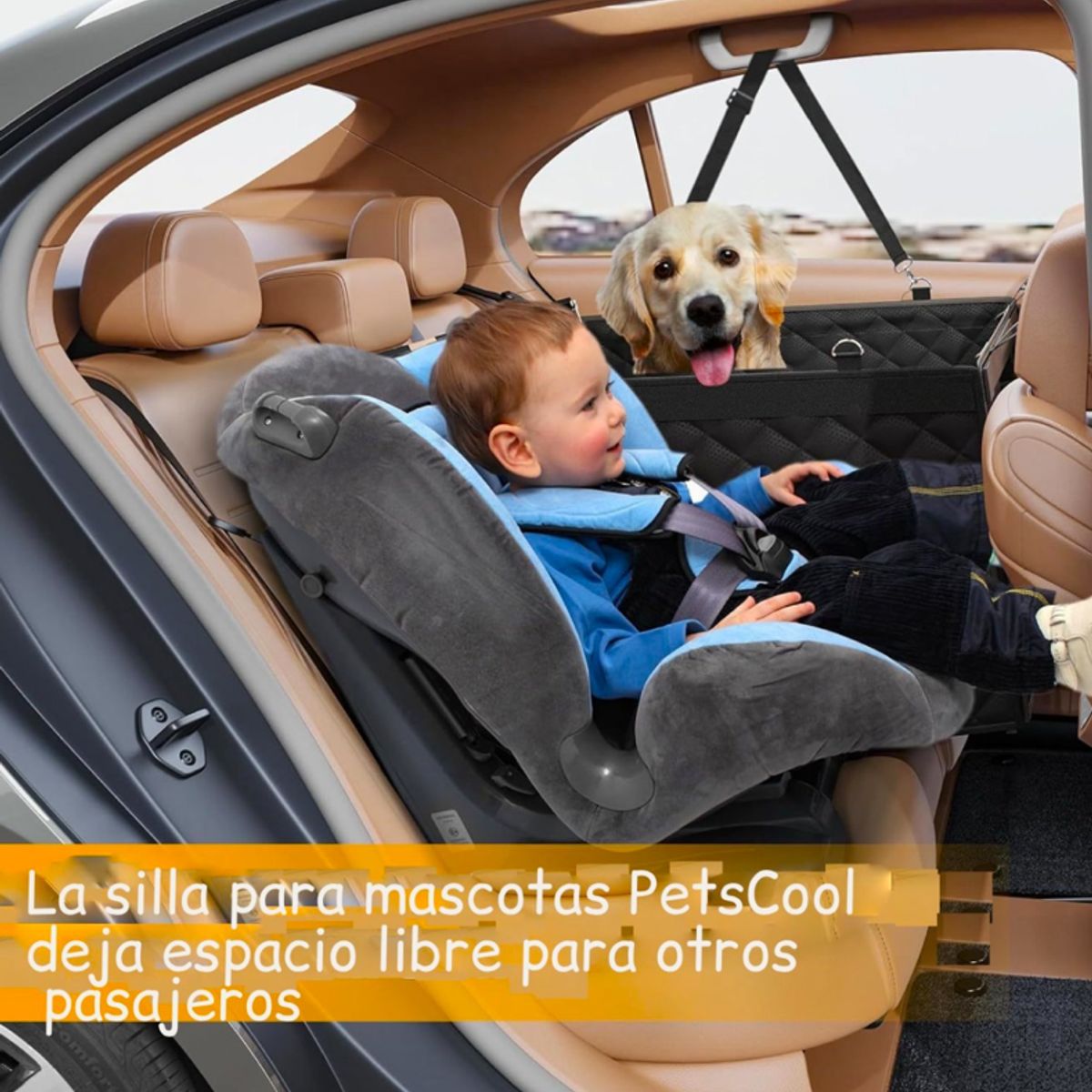 KIDSCOOL - Silla De Auto para Perro Negra S - M Impermeable