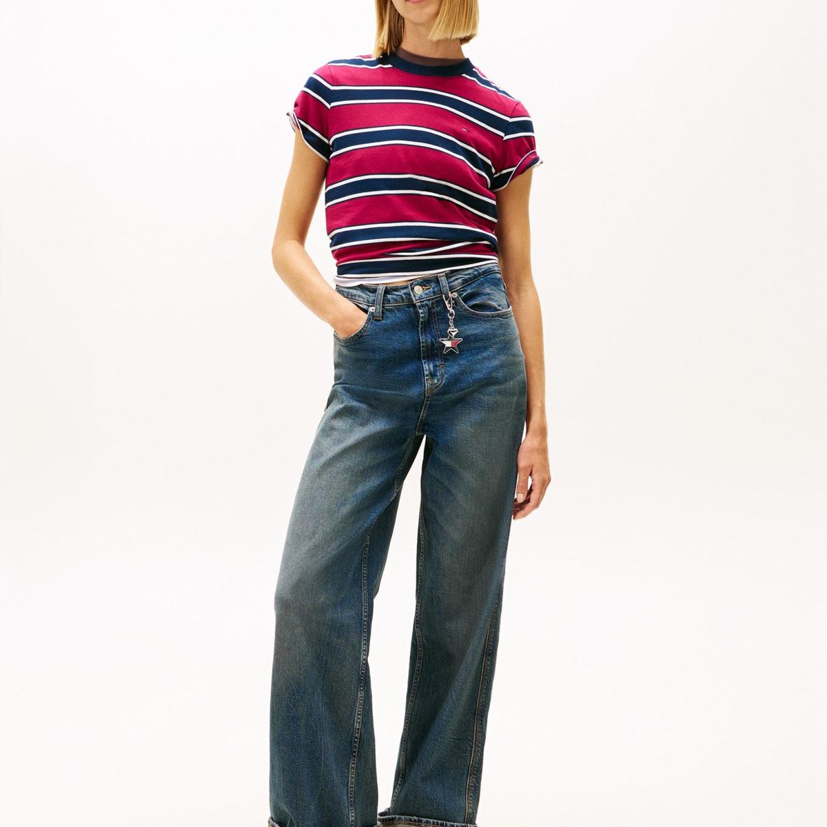 TOMMY HILFIGER - Polera Con Logo Bordado Regular Fit Multicolor Tommy Jeans