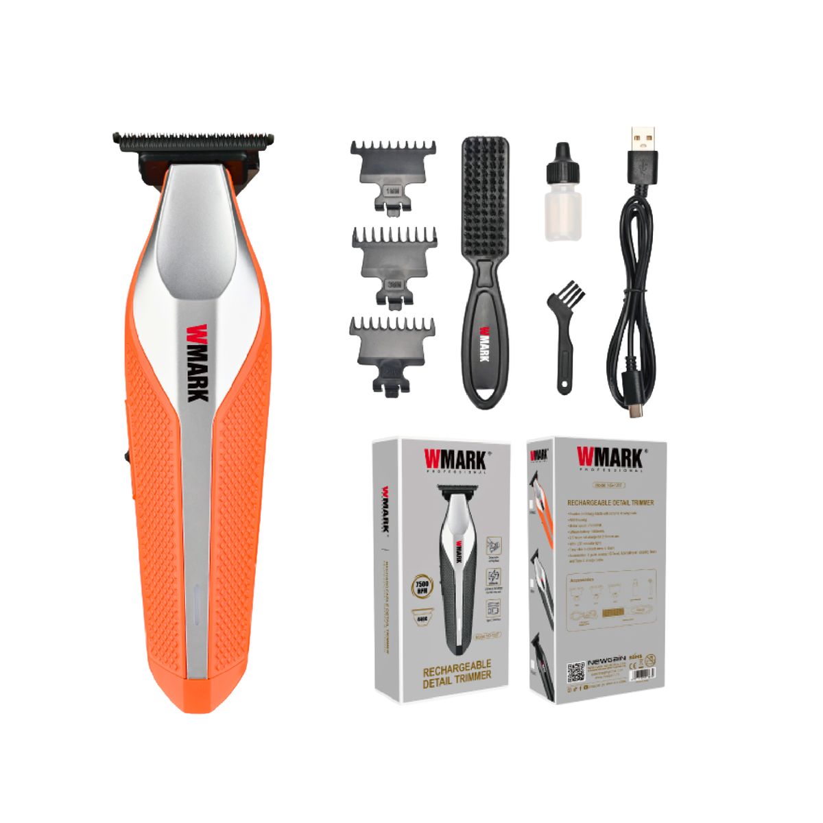 WMARK - Maquina Detailer Wmark NG-1207 Recortadora de Pelo Inalámbrica Naranja