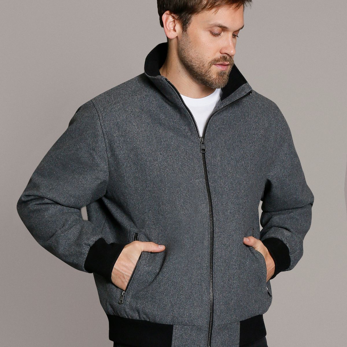 CALVIN KLEIN - Chaqueta Wool Bomber Gris Calvin Klein