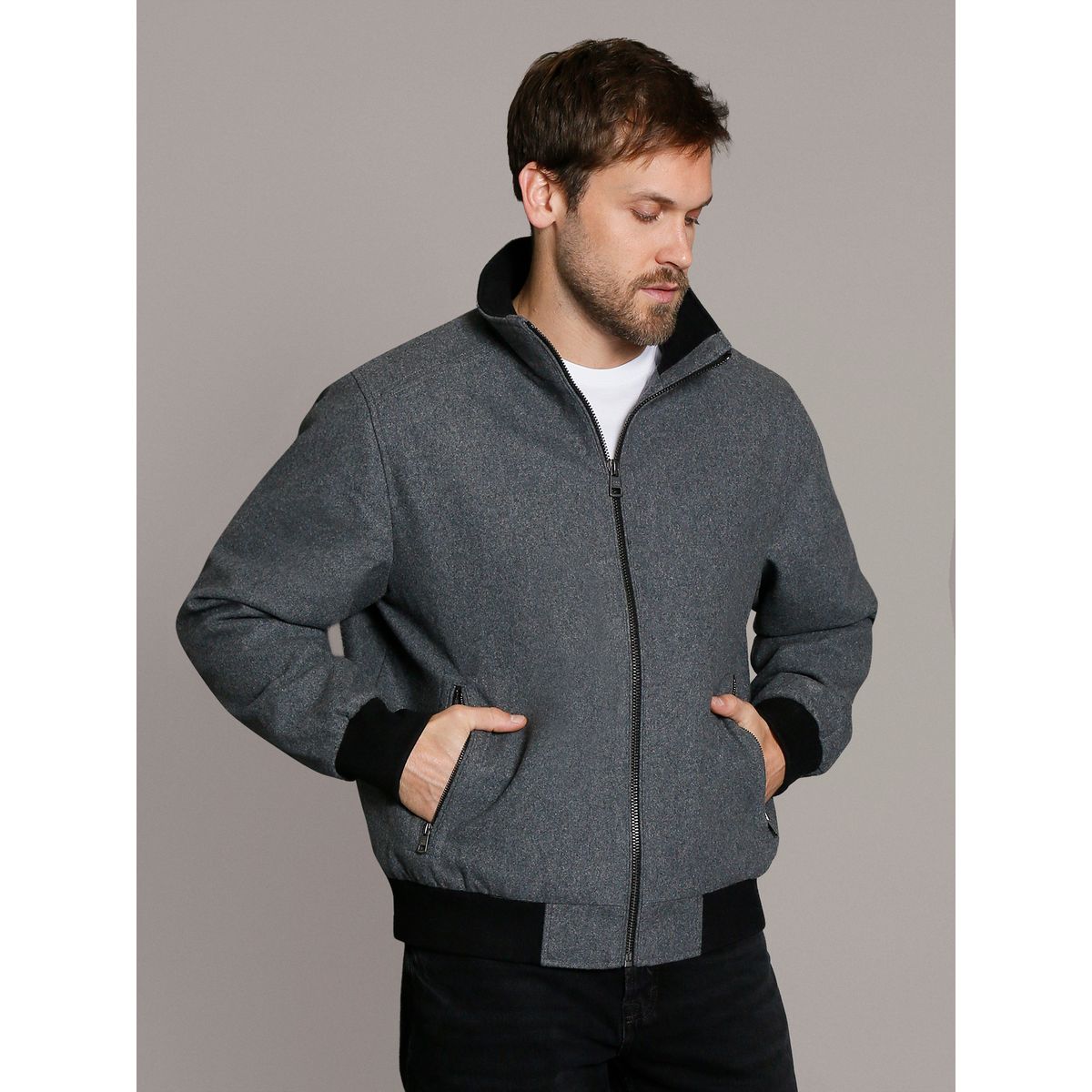 CALVIN KLEIN - Chaqueta Wool Bomber Gris Calvin Klein