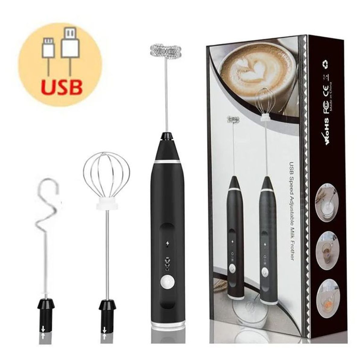 GENERICO - Batidor de mano Portatil USB recargable cafe espumador