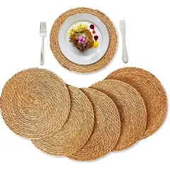 GENERICO - Set 6 Individuales Mantel Fibra Natural Yute 38Cm