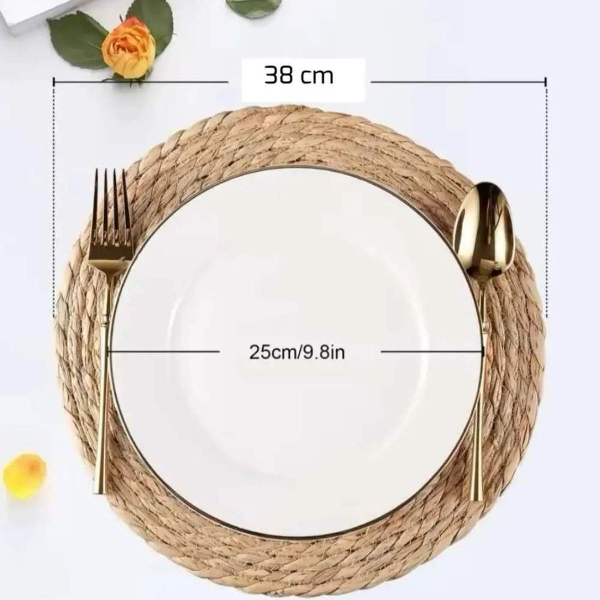 GENERICO - Set 6 Individuales Mantel Fibra Natural Yute 38Cm