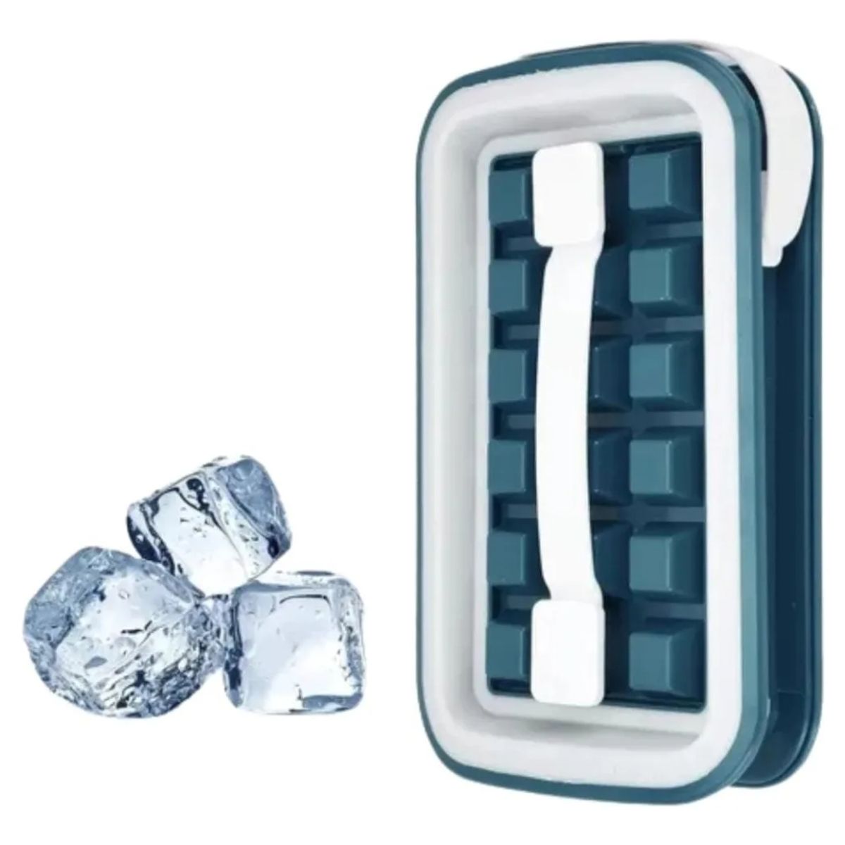 IRM - Cubetera De Silicona Antiderrame Para 18 Hielos Molde Con Tapa Hermetica Flexible Congelar Facil