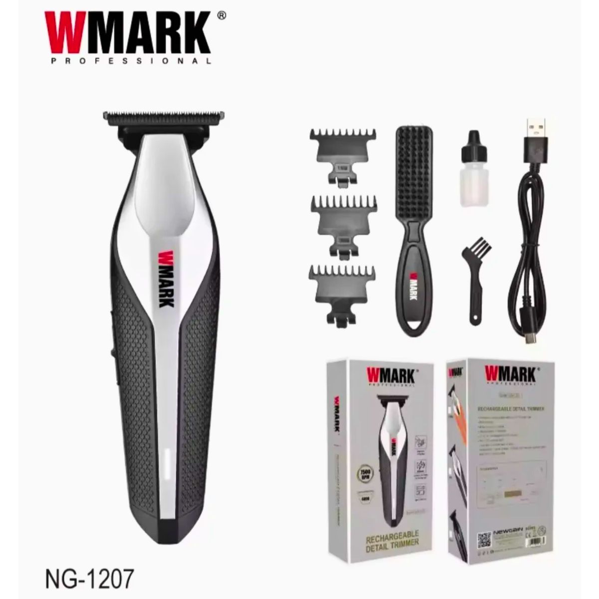 WMARK - Maquina Detailer Wmark NG-1207 Recortadora de Pelo Inalámbrica Gris Oscuro