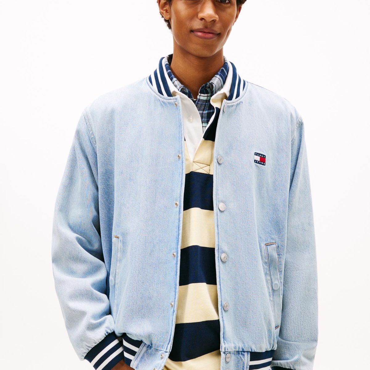 TOMMY HILFIGER - Chaqueta Bomber Hoodie Denim Celeste Tommy Jeans
