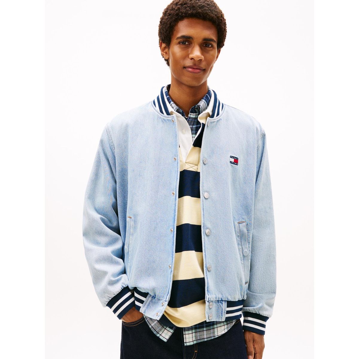 TOMMY HILFIGER - Chaqueta Bomber Hoodie Denim Celeste Tommy Jeans