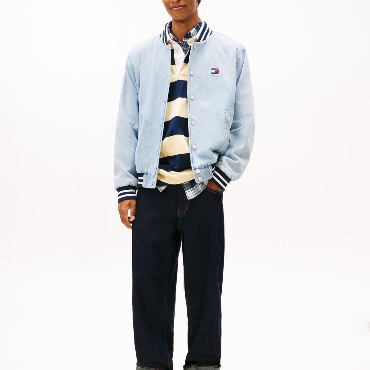 TOMMY HILFIGER - Chaqueta Bomber Hoodie Denim Celeste Tommy Jeans