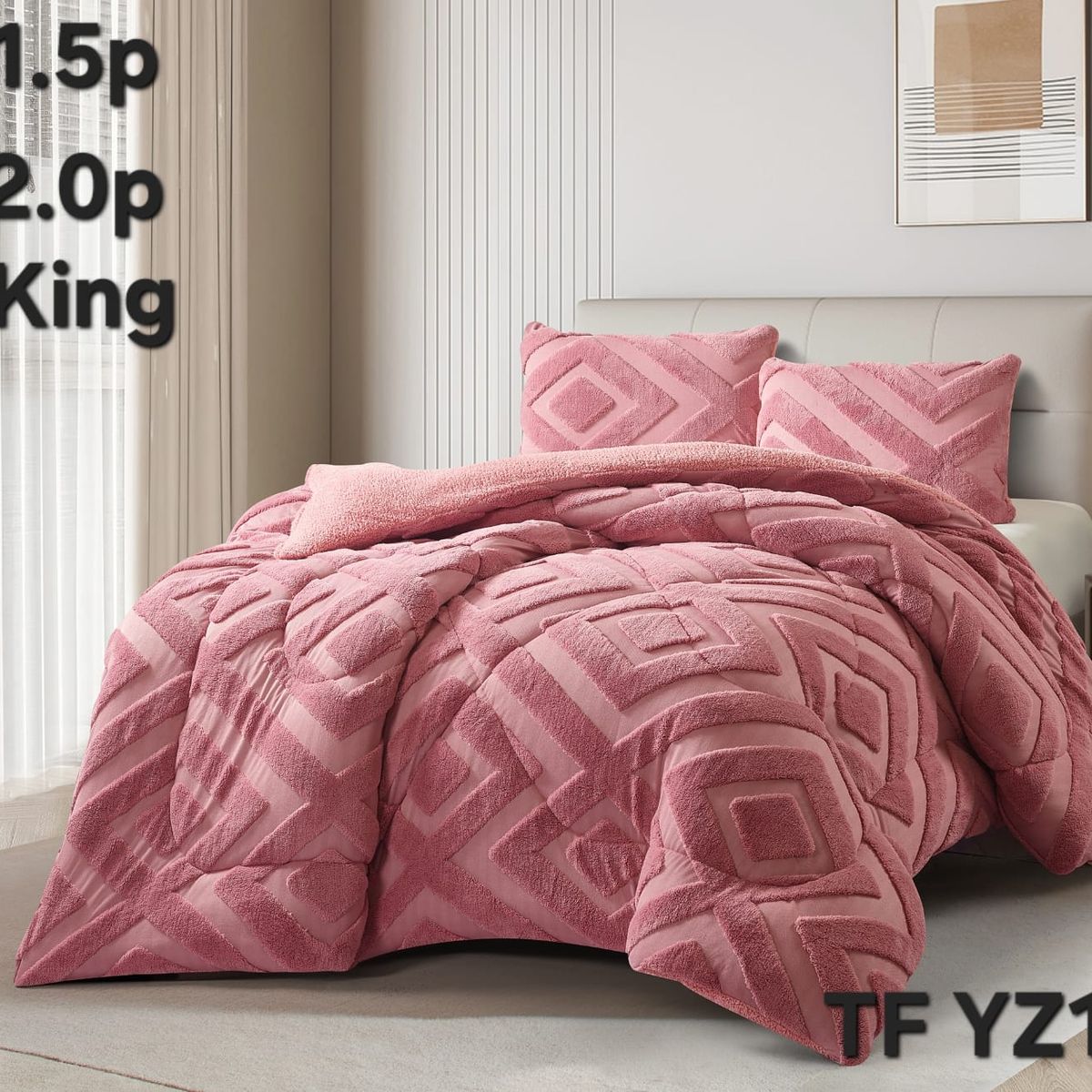 GENERICO - Cobertor de Invierno con Chiporro Jacquard Cutting 1,5 Plaza Palo Rosa