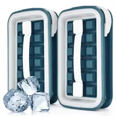 IRM - Cubetera Pack 2 De Silicona Flexible Hielos Con Tapa Hermetica Antiderrame Calidad Premium Cocina