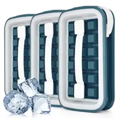 IRM - Cubetera X3 Silicona Flexible Hielos Con Tapa Hermetica Antiderrame Calidad Premium Cocina