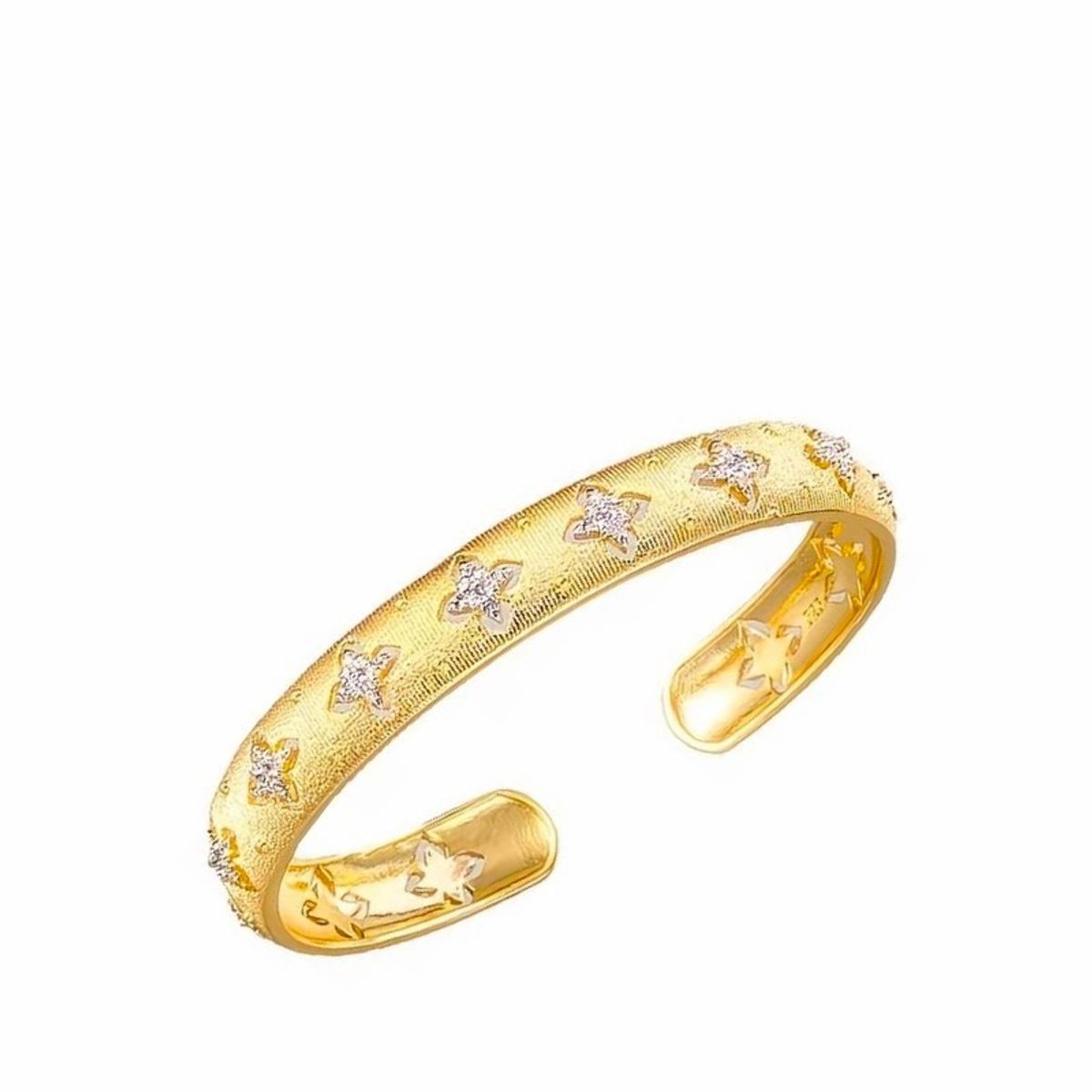 VANE COLLECTION - Pulsera para mujer esclava abierta en fantasía fina baño de oro e incrustraciones de circones