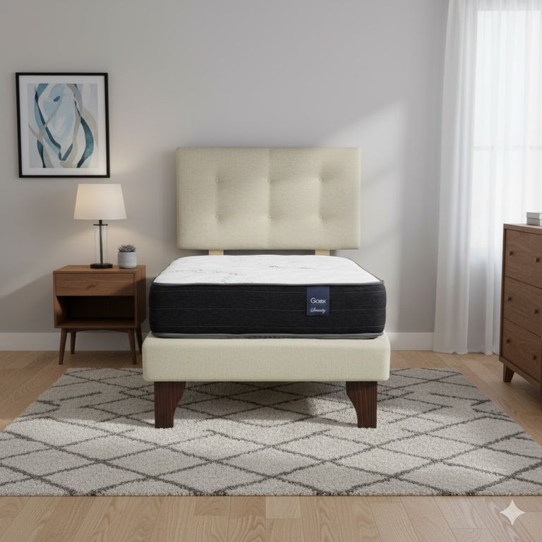 Cama Europea 1 Plaza 200 Respaldo Berna